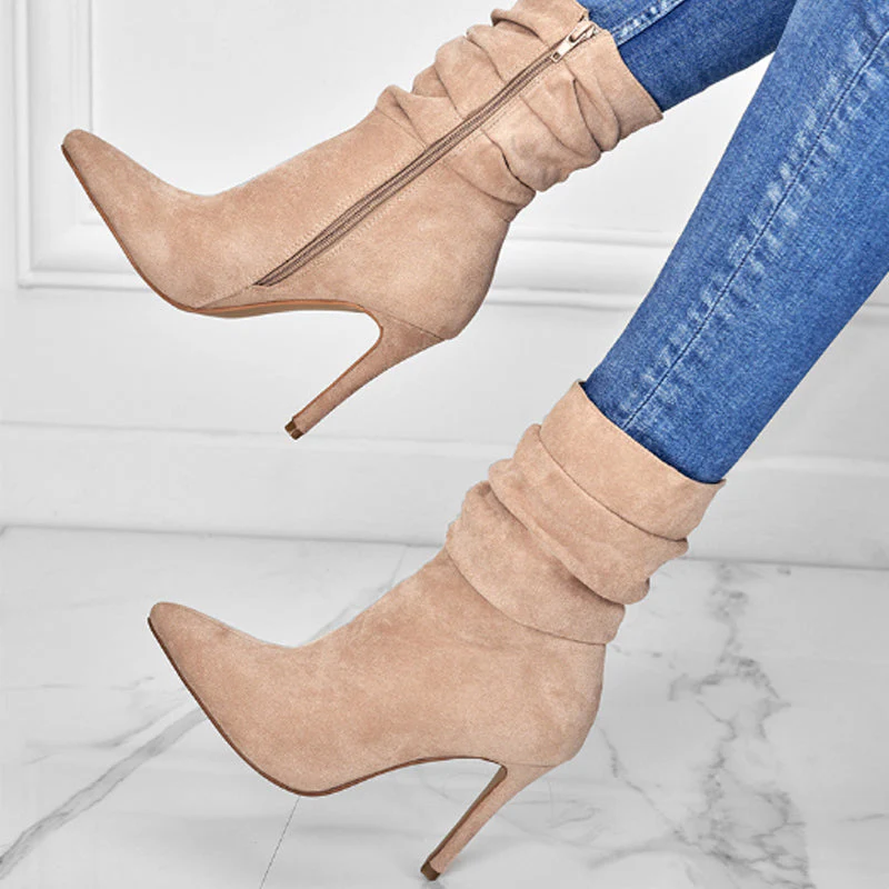 💖2025 Vente à chaud📢56 % de réduction!!!📍Bottes courtes à talons hauts et à bouts pointus pour femmes - Image 2