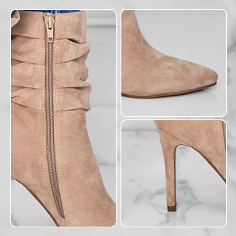 💖2025 Vente à chaud📢56 % de réduction!!!📍Bottes courtes à talons hauts et à bouts pointus pour femmes - Image 6