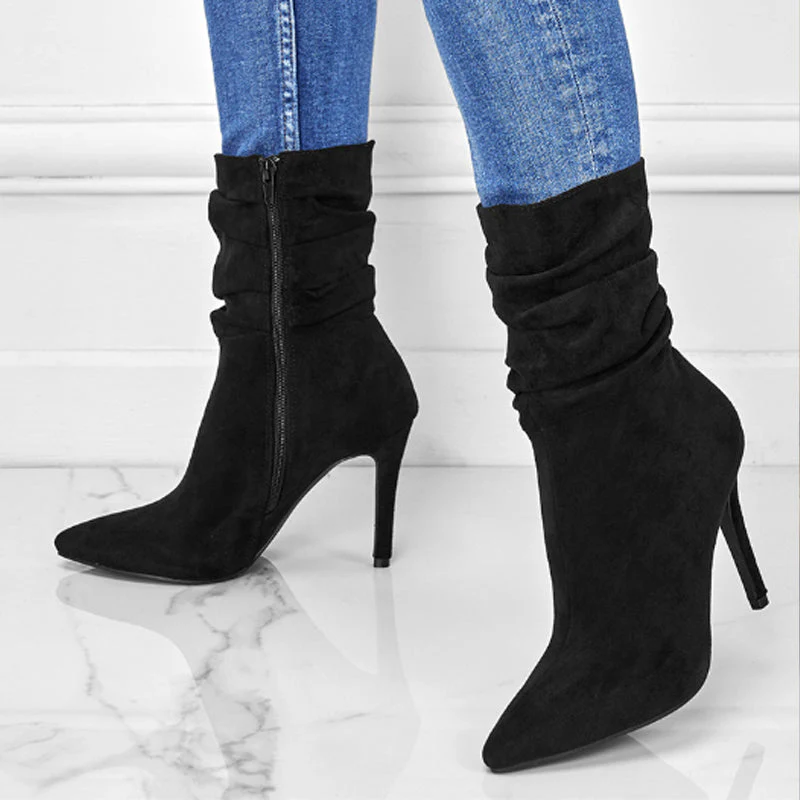 💖2025 Vente à chaud📢56 % de réduction!!!📍Bottes courtes à talons hauts et à bouts pointus pour femmes - Image 9