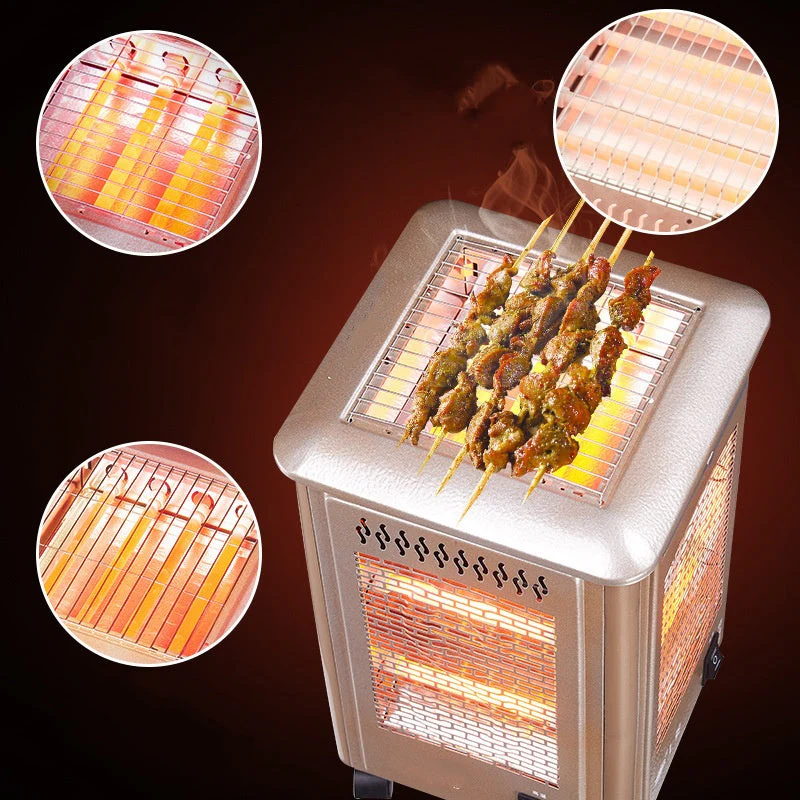 📢📢60 % DE RÉDUCTION !! ⏰Chauffage électrique portable à 5 côtés avec grille barbecue