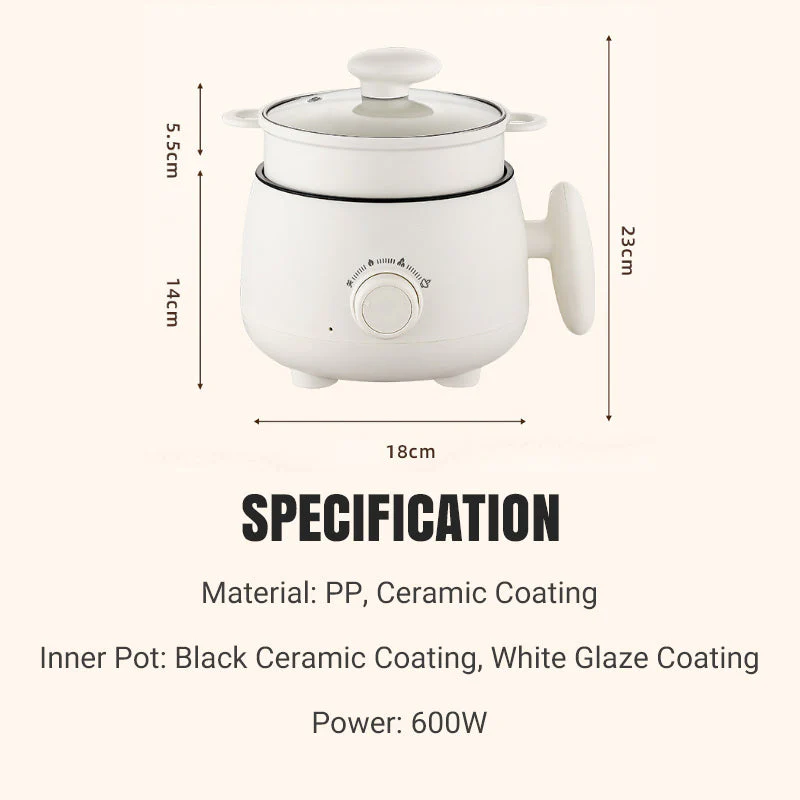 📢📢60 % de réduction !!! ✨Pot électrique antiadhésif multifonctionnel portable - Image 8