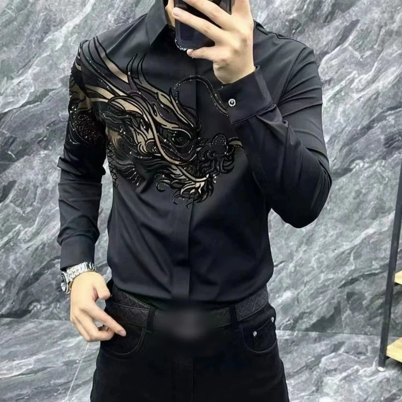 📢📢60 % DE RÉDUCTION !!! ✨L’élégance masculine réinventée – Chemise Slim Fit à Imprimé Chic ✨