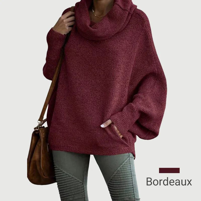 📢📢50% DE RÉDUCTION !!!✨Pull à Manches Chauve-Souris et Col Bénitier avec Poches pour Femmes - Image 11