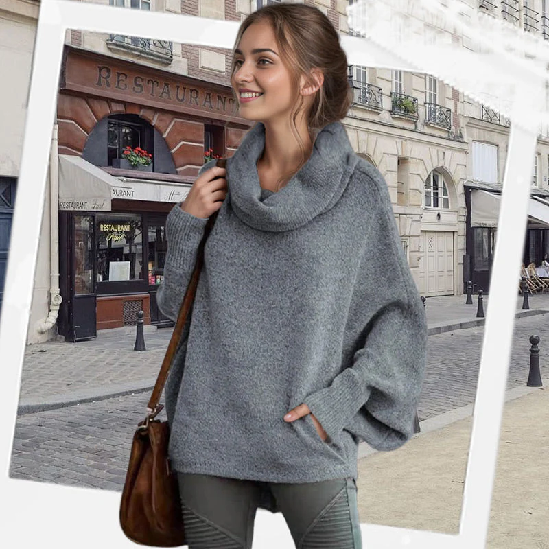 📢📢50% DE RÉDUCTION !!!✨Pull à Manches Chauve-Souris et Col Bénitier avec Poches pour Femmes - Image 2