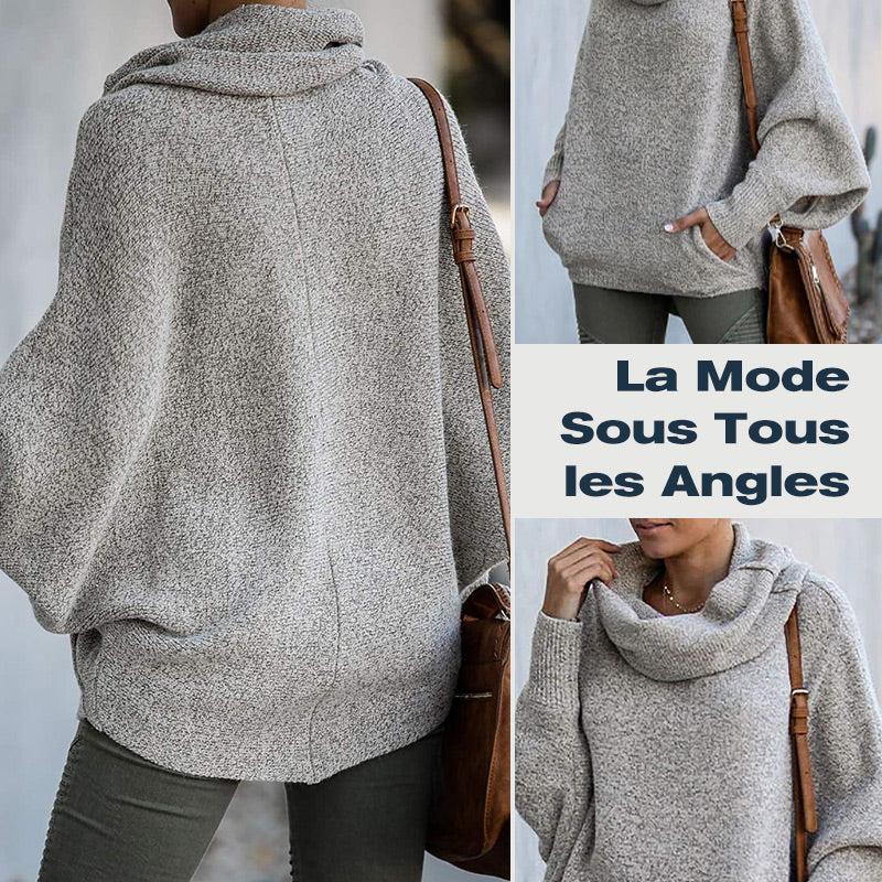 📢📢50% DE RÉDUCTION !!!✨Pull à Manches Chauve-Souris et Col Bénitier avec Poches pour Femmes - Image 6