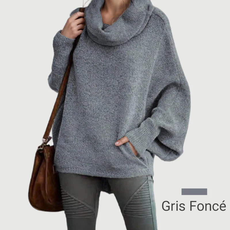 📢📢50% DE RÉDUCTION !!!✨Pull à Manches Chauve-Souris et Col Bénitier avec Poches pour Femmes - Image 9