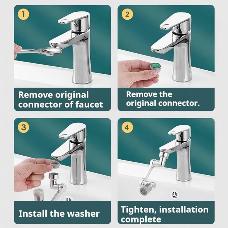 📢📢60 % de réduction !! ⏰Adaptateur robinet 1440° pivotant – Étanche, silencieux, 2 modes d’eau & triple filtration ! 🚿✨ - Image 6