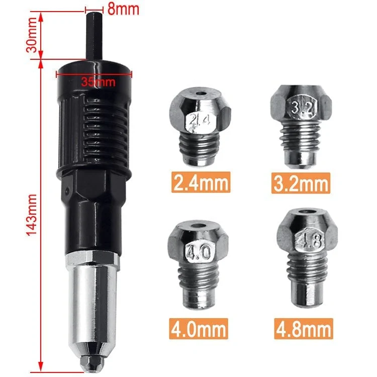 📢📢50 %  DE RÉDUCTION !! ⏰Kit d'adaptation pour pistolet à rivets professionnel avec 4 boulons de buse différents et assortis - Image 5