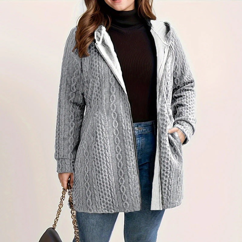 Relaxed Fit Hooded Jacket with Textured Weave - Image 7