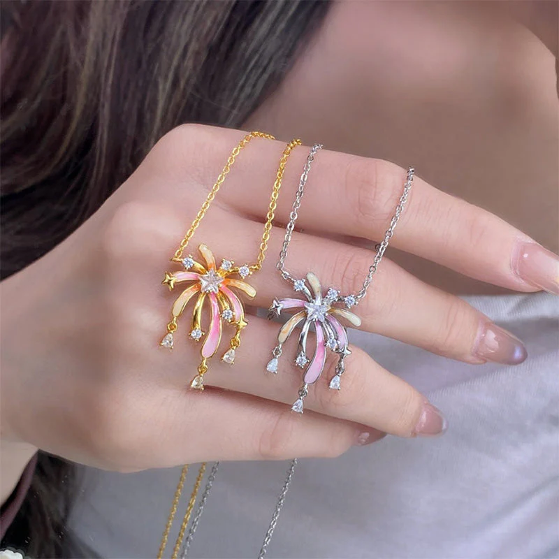 Romantic Colorful Zircon Firework Necklace
