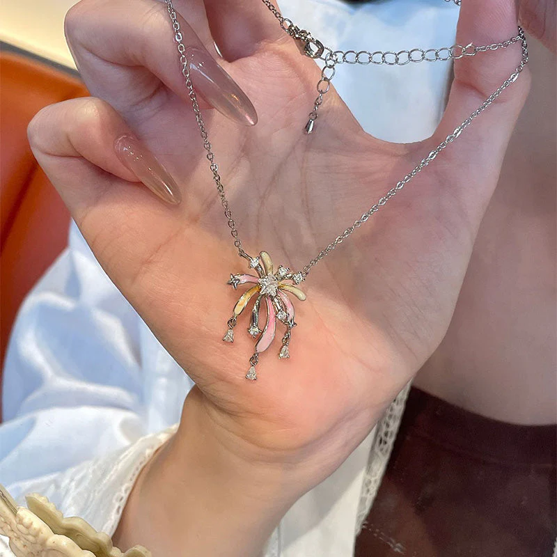 Romantic Colorful Zircon Firework Necklace - Image 6