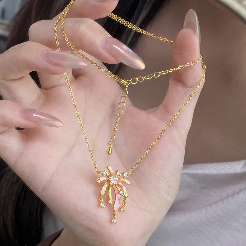 Romantic Colorful Zircon Firework Necklace - Image 7