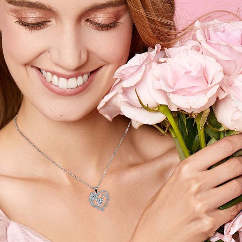đąđą70 % DE RĂDUCTION !! â°Collier pendentif « Mom » avec cĆur en rose - Image 3