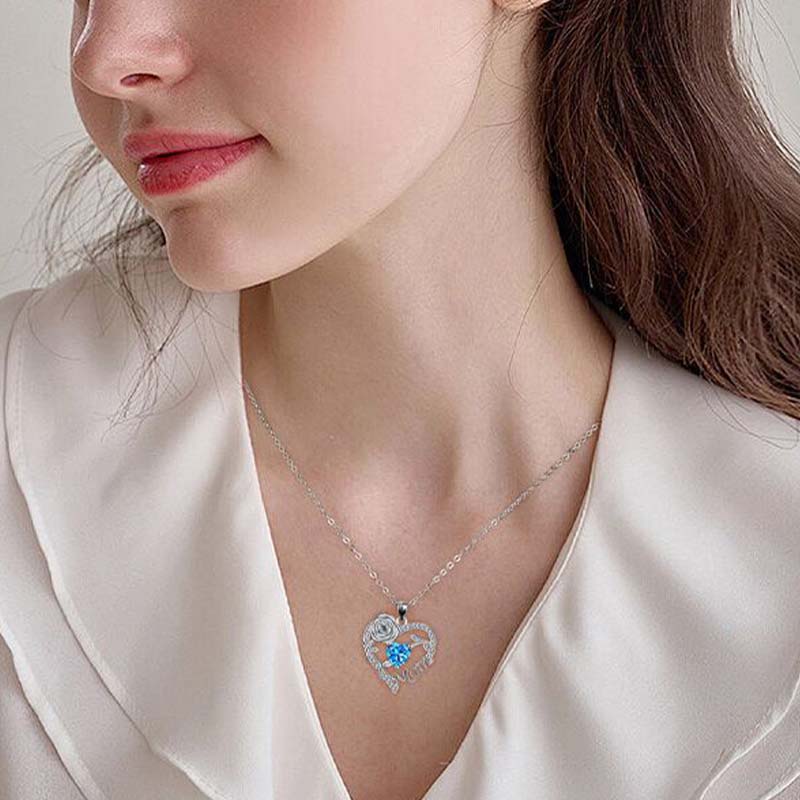 đąđą70 % DE RĂDUCTION !! â°Collier pendentif « Mom » avec cĆur en rose - Image 4