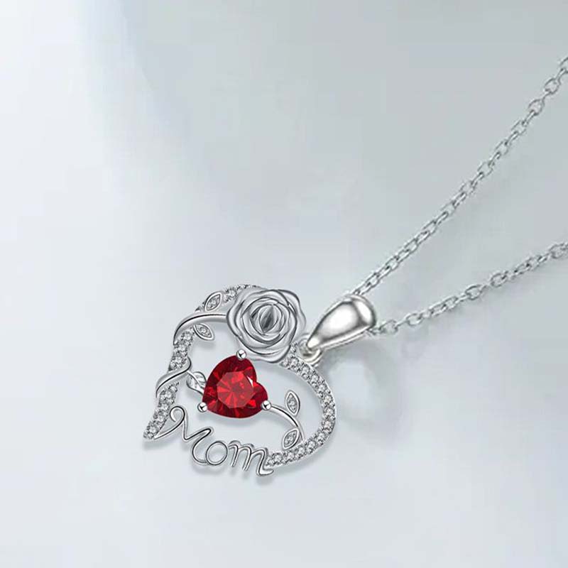 đąđą70 % DE RĂDUCTION !! â°Collier pendentif « Mom » avec cĆur en rose - Image 5