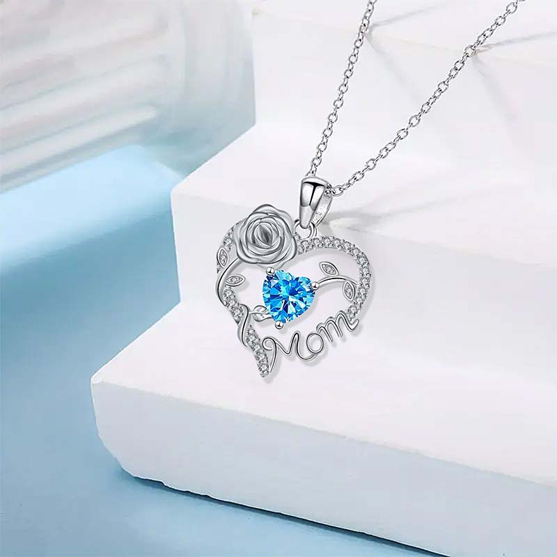 đąđą70 % DE RĂDUCTION !! â°Collier pendentif « Mom » avec cĆur en rose - Image 6