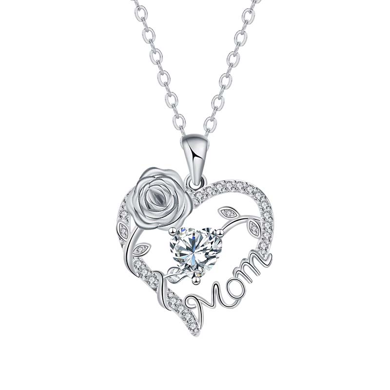 đąđą70 % DE RĂDUCTION !! â°Collier pendentif « Mom » avec cĆur en rose - Image 7