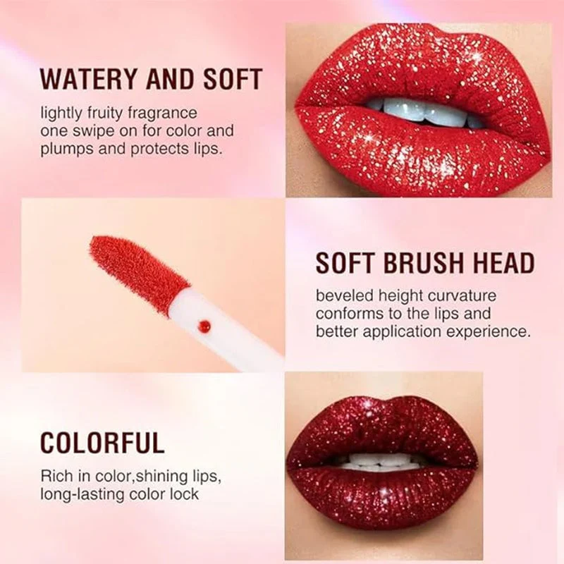 📢📢70 % de réduction !!!⏰Rouge à lèvres liquide pailleté métallisé Diamond💫 - Image 4