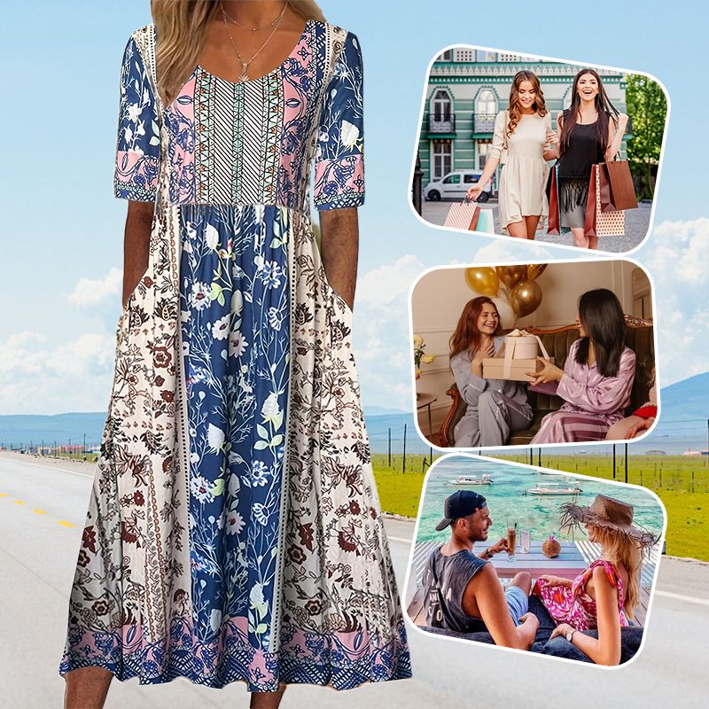 🔥2025 Nouveaux produits🌸✨ Robe élégante à motif bohème pour femme - Image 3