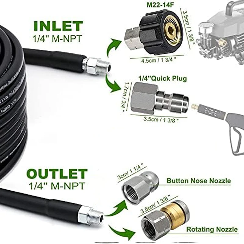 💦 60% DE RÉDUCTION ! 🚿 Kit de Nettoyage Haute Pression 5800 PSI pour Égouts - Buse Rotative et Flexible Renforcé pour Déboucher les Canalisations 🛠️✨ - Image 2