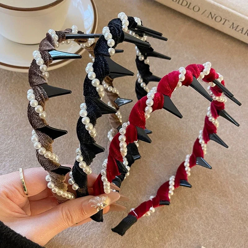 📢✨🆘Acheter 1 cheval droit obtenez un ensemble de 5 anneaux de cheveux! 🌸Serre - tête vintage en perles artificielles🫧