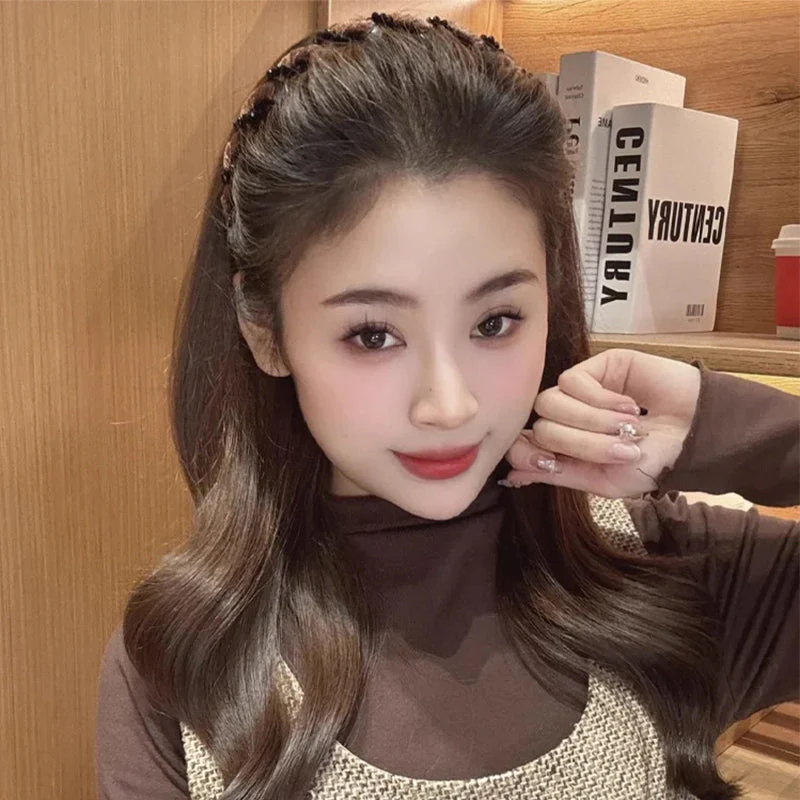 📢✨🆘Acheter 1 cheval droit obtenez un ensemble de 5 anneaux de cheveux! 🌸Serre - tête vintage en perles artificielles🫧 - Image 4