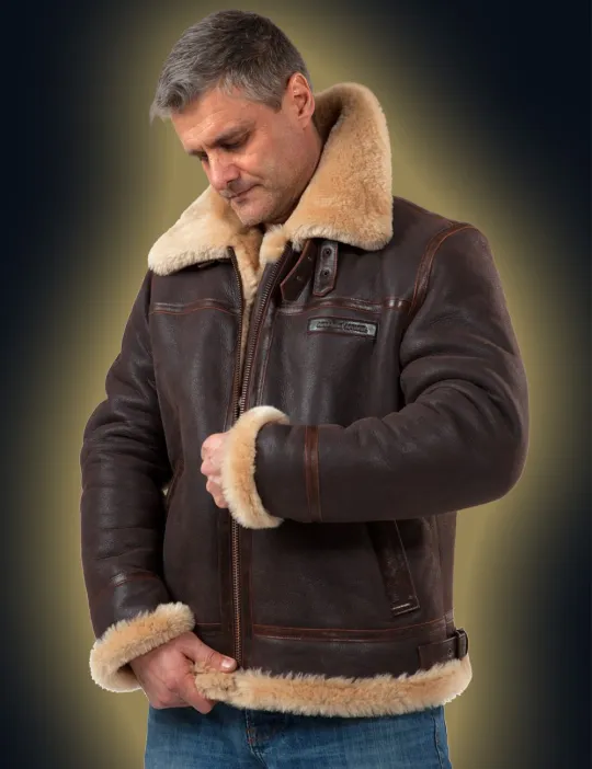 📢📢60 % de réduction !!! ✨VESTE BOMBER EN PEAU DE MOUTON - Image 5