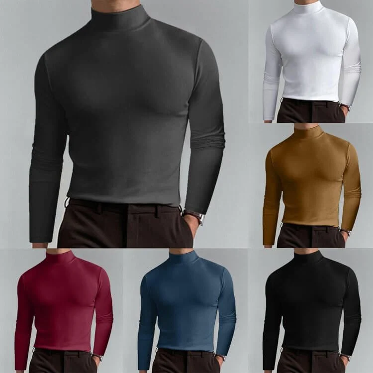 📢📢60 % de réduction！！！📍T-shirt à col montant et manches longues pour homme