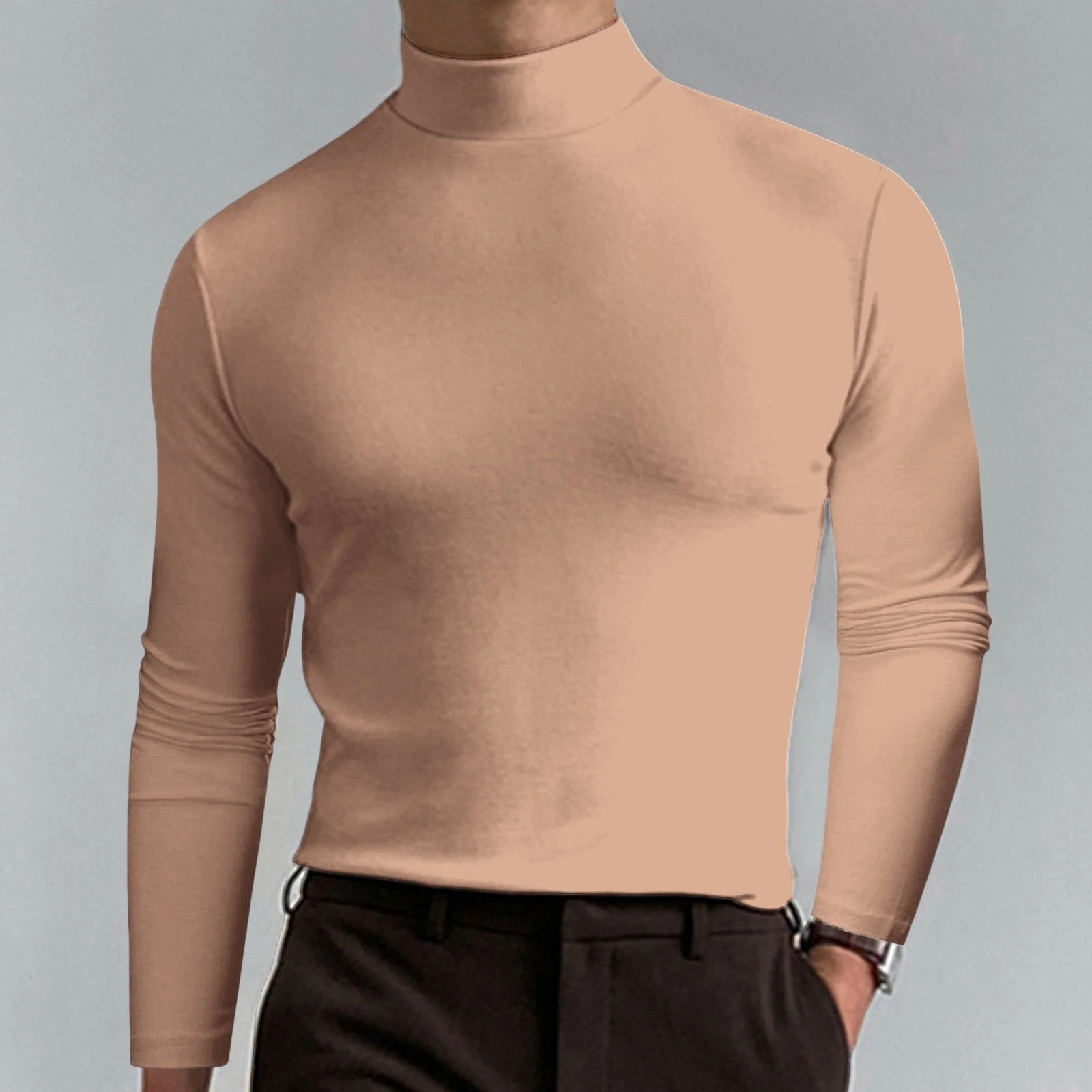 📢📢60 % de réduction！！！📍T-shirt à col montant et manches longues pour homme - Image 11