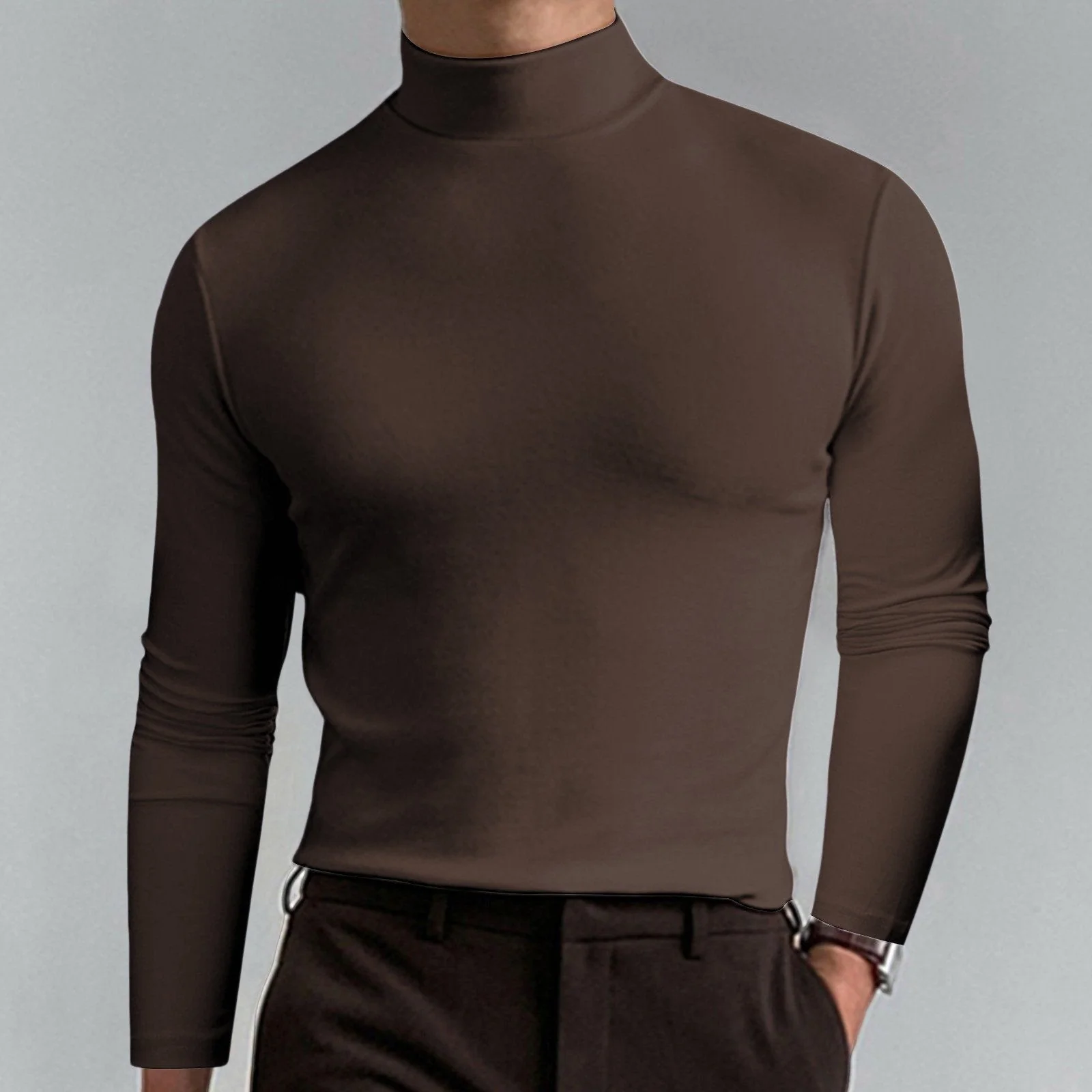 📢📢60 % de réduction！！！📍T-shirt à col montant et manches longues pour homme - Image 12
