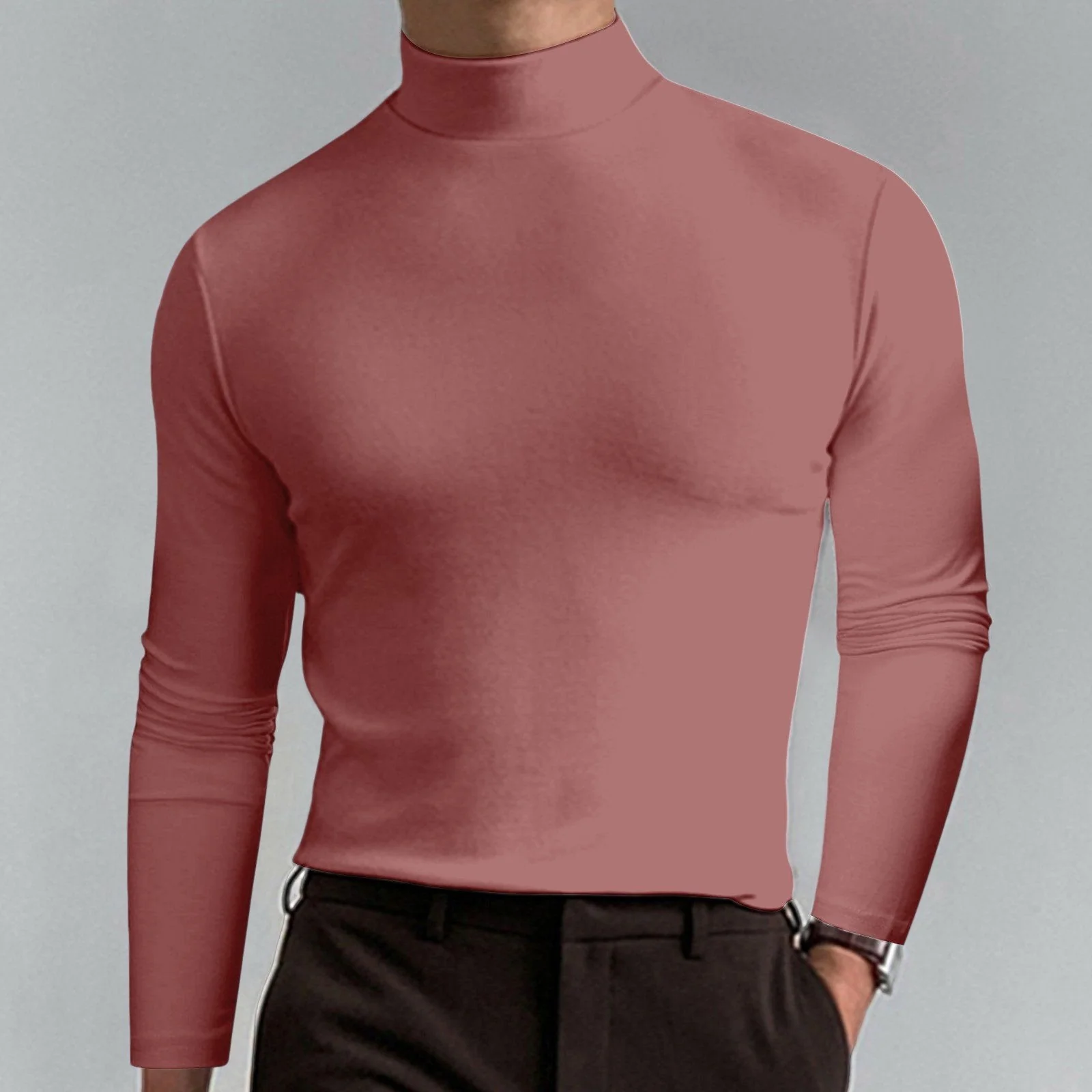 📢📢60 % de réduction！！！📍T-shirt à col montant et manches longues pour homme - Image 14