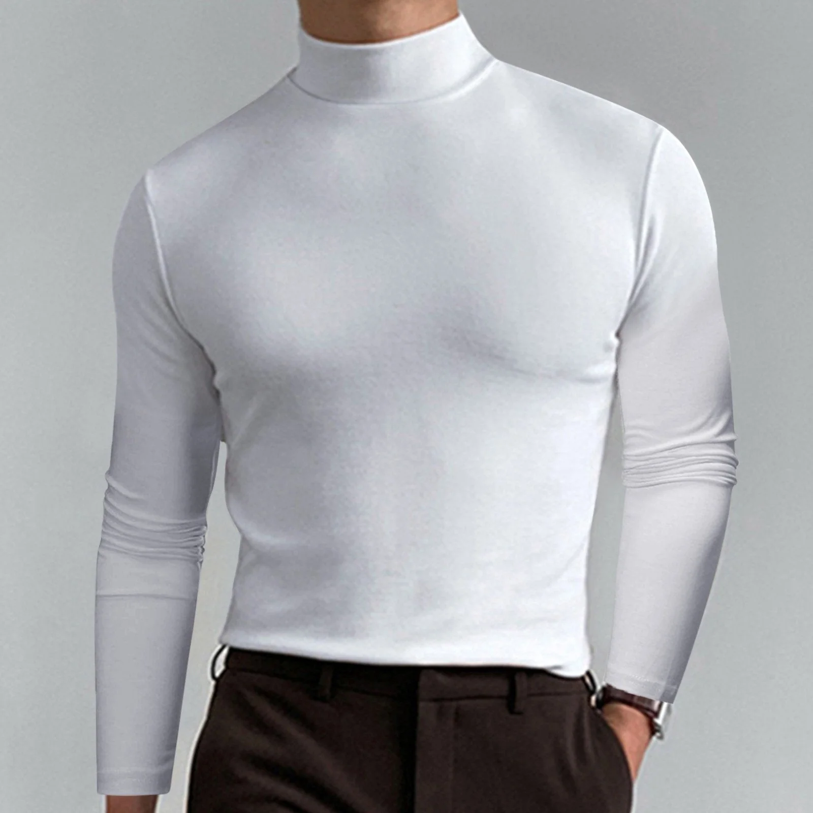 📢📢60 % de réduction！！！📍T-shirt à col montant et manches longues pour homme - Image 2