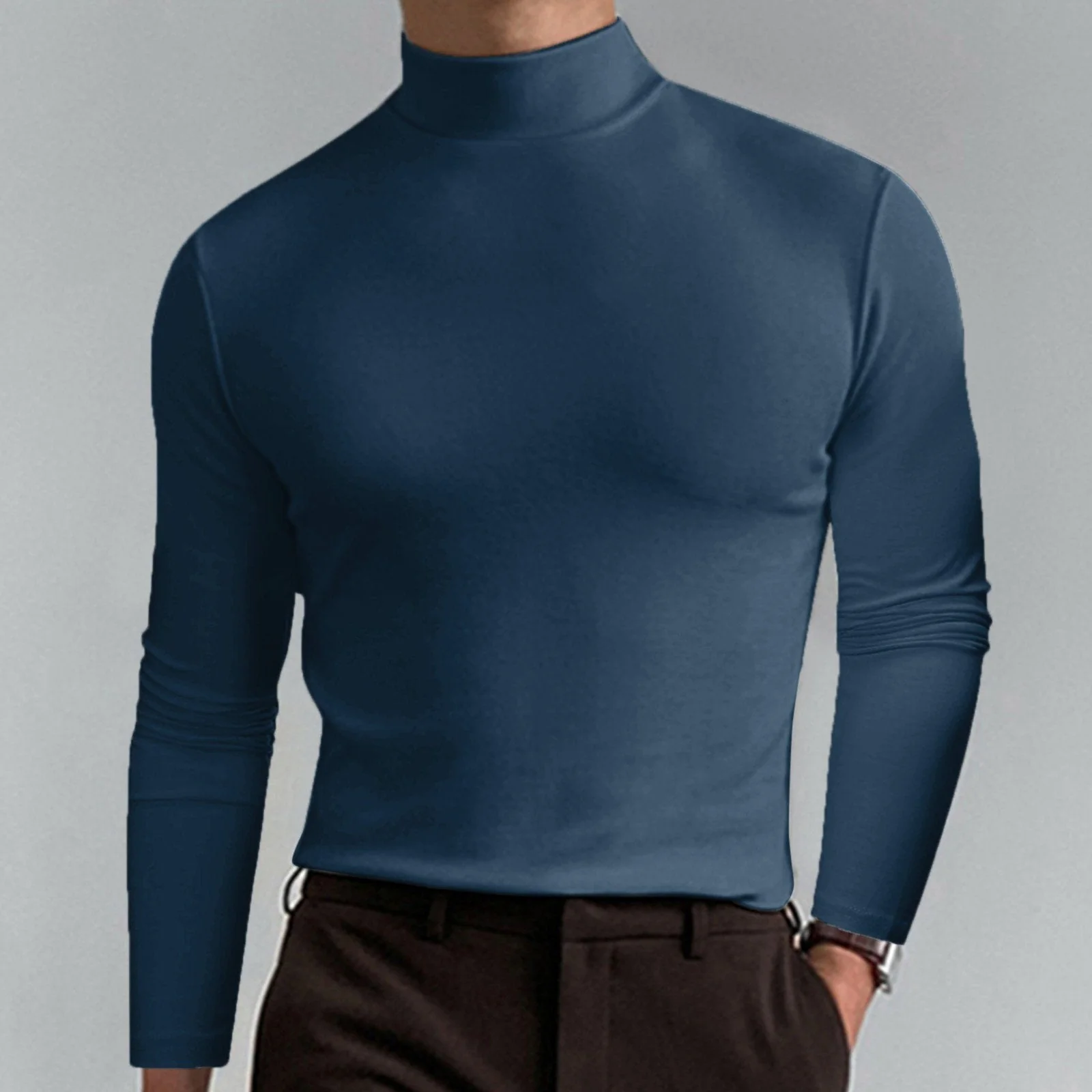 📢📢60 % de réduction！！！📍T-shirt à col montant et manches longues pour homme - Image 5