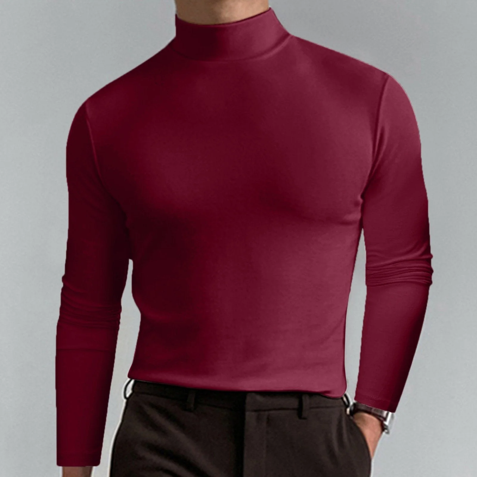 📢📢60 % de réduction！！！📍T-shirt à col montant et manches longues pour homme - Image 6