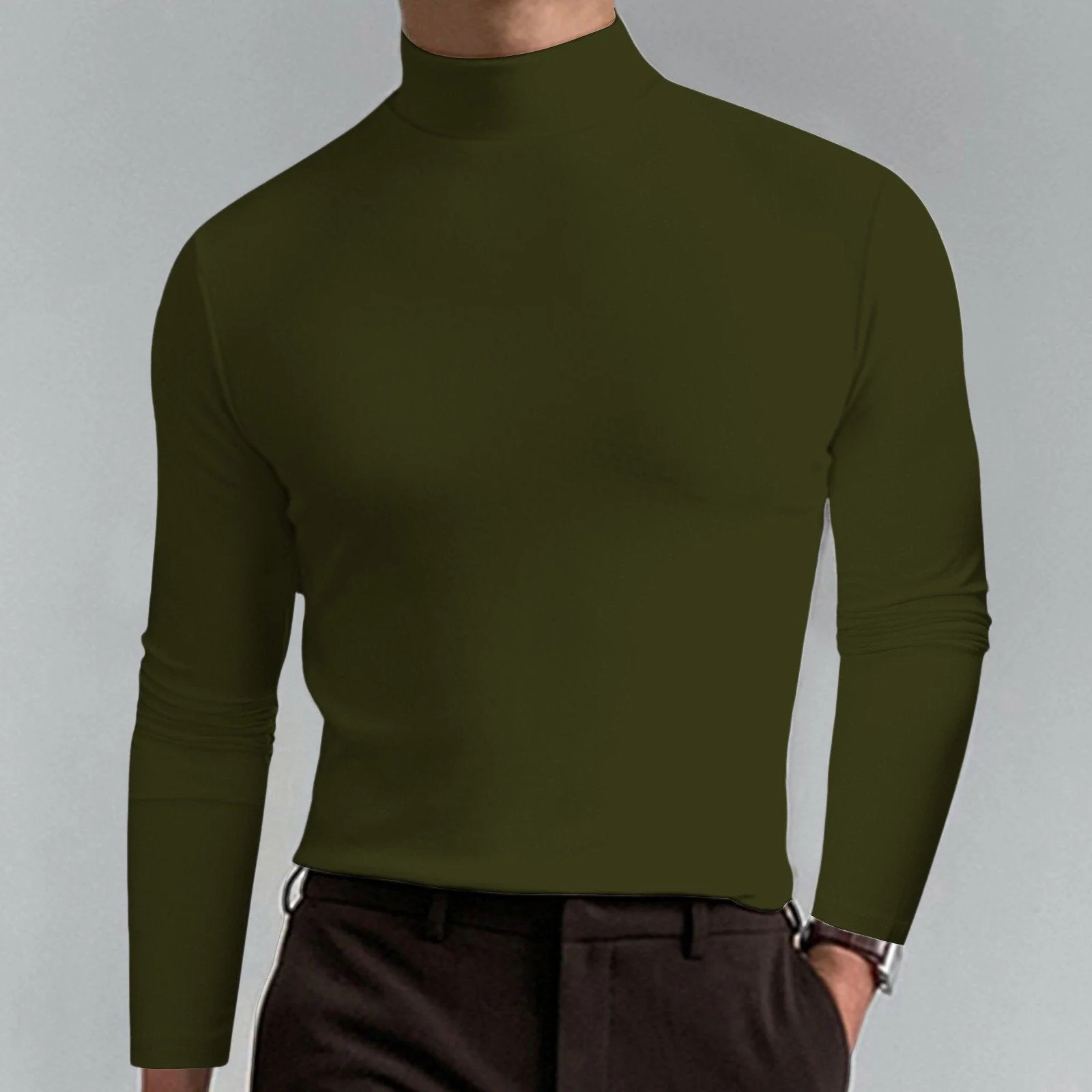 📢📢60 % de réduction！！！📍T-shirt à col montant et manches longues pour homme - Image 7