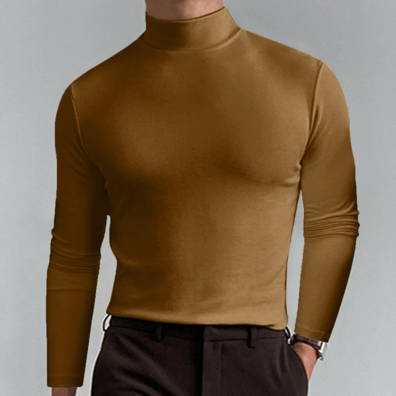 📢📢60 % de réduction！！！📍T-shirt à col montant et manches longues pour homme - Image 8