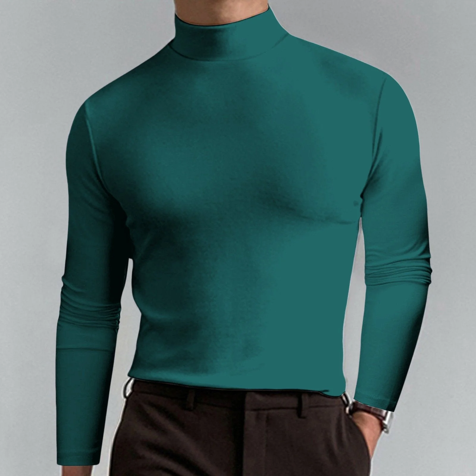 📢📢60 % de réduction！！！📍T-shirt à col montant et manches longues pour homme - Image 9