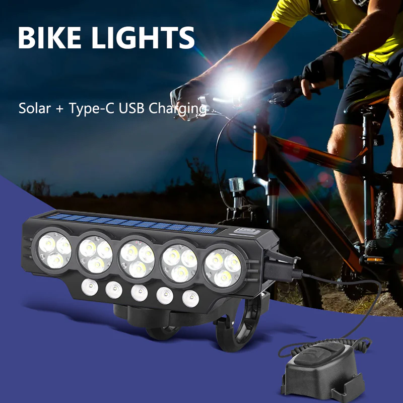 📢📢60 % de réduction !!!⏰Lampe solaire et rechargeable par USB pour vélo - Image 3