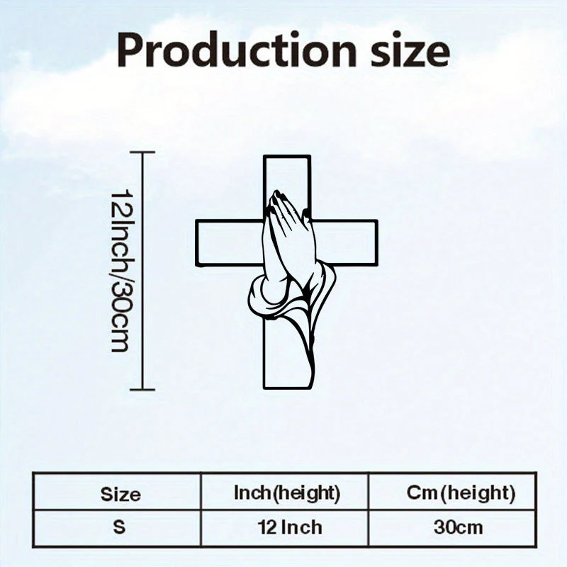 Décoration spirituelle pour la maison Croix avec mains en prière - Image 5