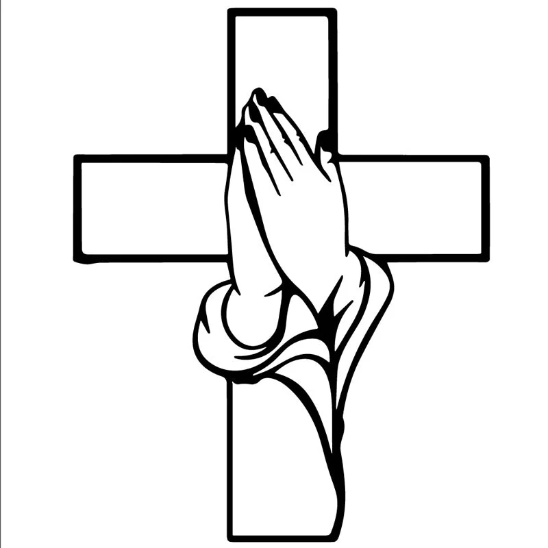 Décoration spirituelle pour la maison Croix avec mains en prière - Image 6