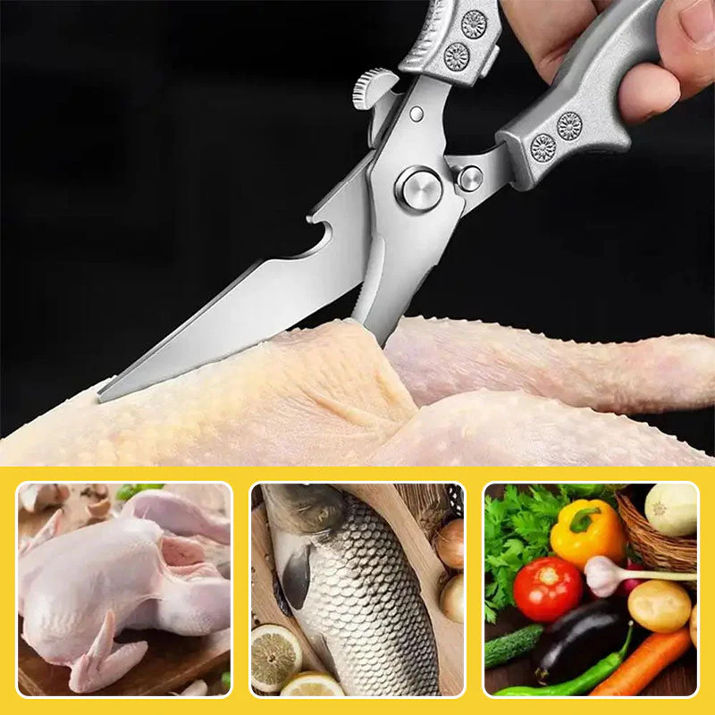 Ciseaux de cuisine multifonctionnels sûrs en acier inoxydable