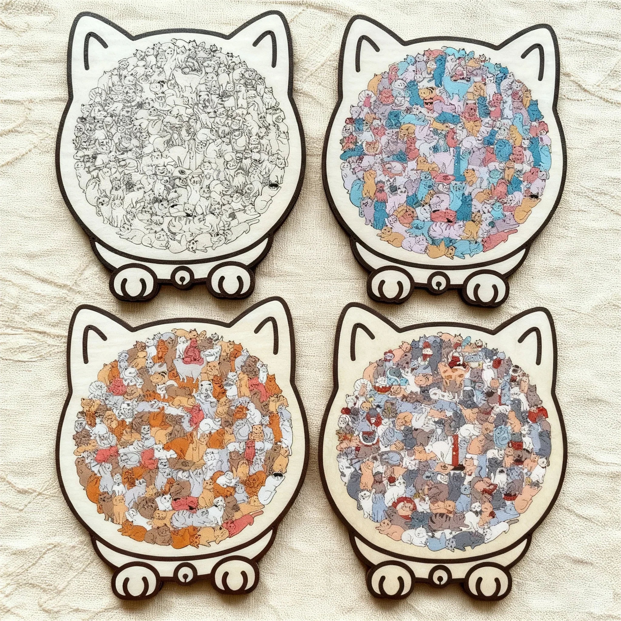 🎅Soldes de Noël 55 % de réduction🐱Puzzle en bois représentant un chat aux couleurs Morandi, 135 pièces🎁