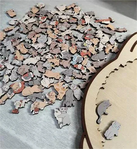 🎅Soldes de Noël 55 % de réduction🐱Puzzle en bois représentant un chat aux couleurs Morandi, 135 pièces🎁 - Image 3