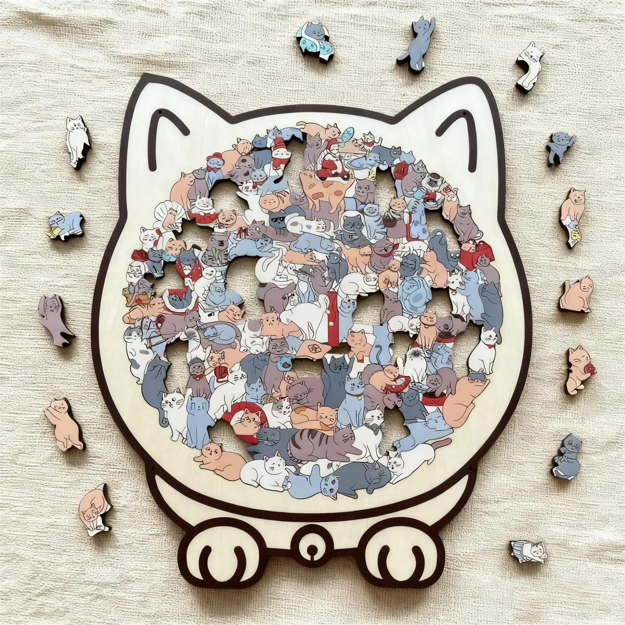 🎅Soldes de Noël 55 % de réduction🐱Puzzle en bois représentant un chat aux couleurs Morandi, 135 pièces🎁 - Image 8