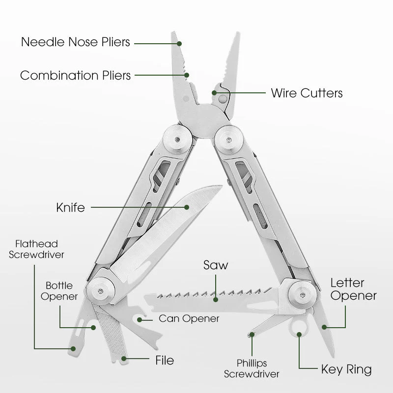 🔧 Pince multifonction 12-en-1 – L’outil de poche indispensable pour le camping, les réparations et les urgences ! - Image 4