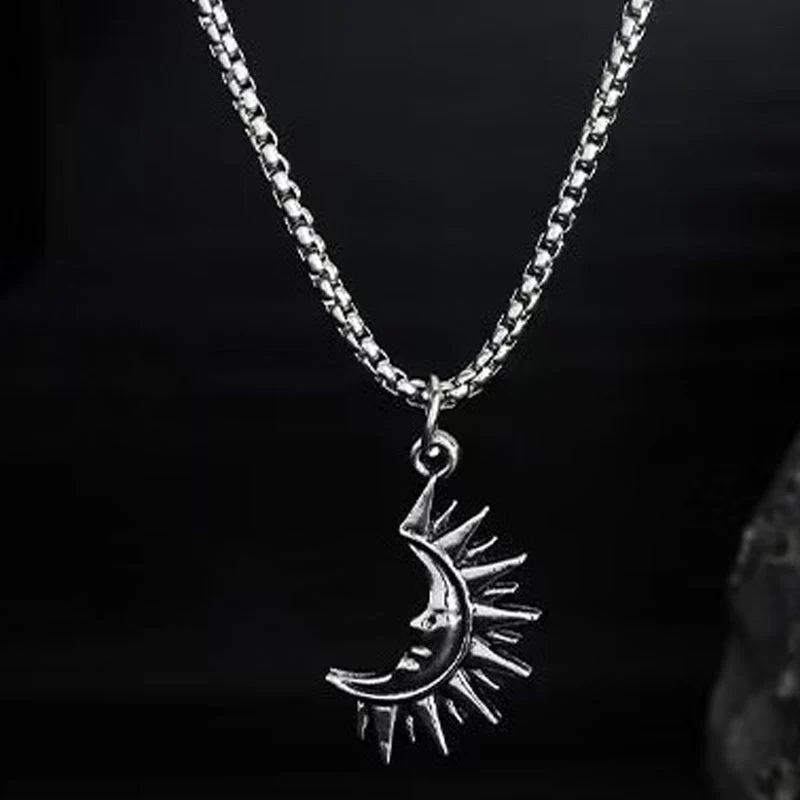 📢📢50 % de réduction !! ⏰Ensemble collier pendentif Sun & Moon Spliced - Image 6