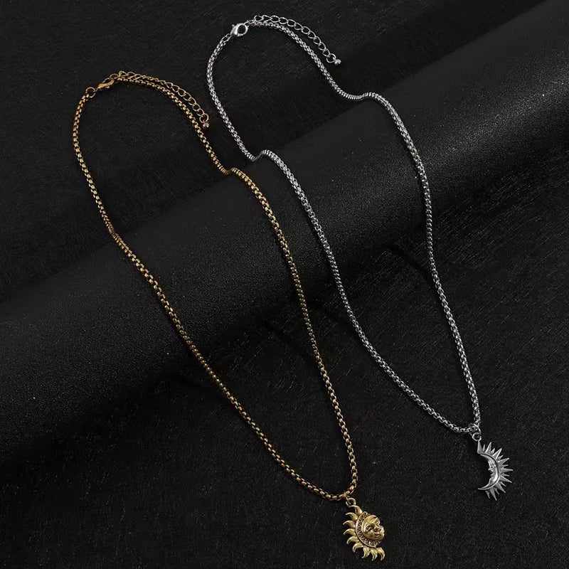 📢📢50 % de réduction !! ⏰Ensemble collier pendentif Sun & Moon Spliced - Image 7