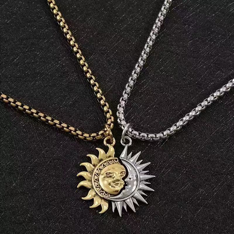 📢📢50 % de réduction !! ⏰Ensemble collier pendentif Sun & Moon Spliced - Image 9
