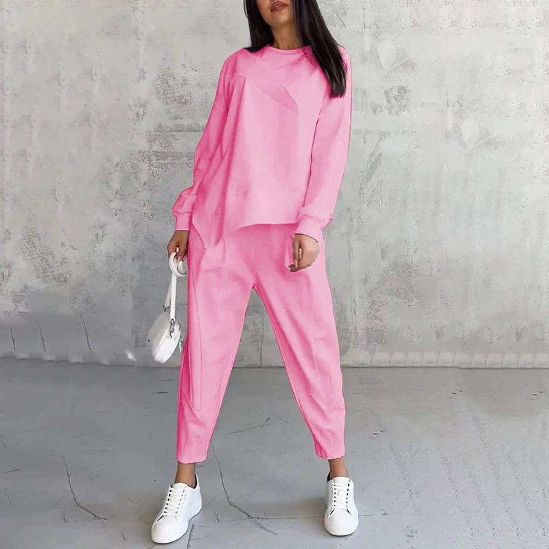 📢📢60 % de réduction !! ⏰ Ensemble Sweat-Shirt & Pantalon Femme – Coupe Décontractée, Ourlet Irrégulier & Tissu Doux pour un Confort Optimal 🍂 - Image 5