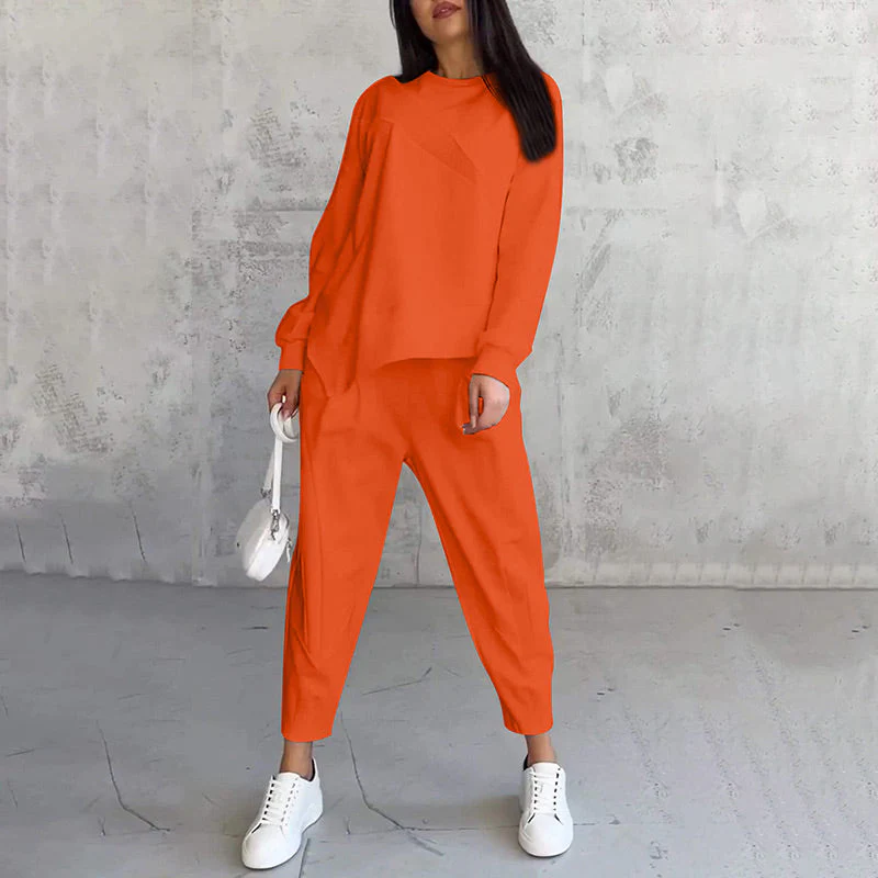 📢📢60 % de réduction !! ⏰ Ensemble Sweat-Shirt & Pantalon Femme – Coupe Décontractée, Ourlet Irrégulier & Tissu Doux pour un Confort Optimal 🍂 - Image 6